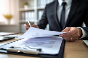 proprietaire-bureau-document-arriereplan-flou