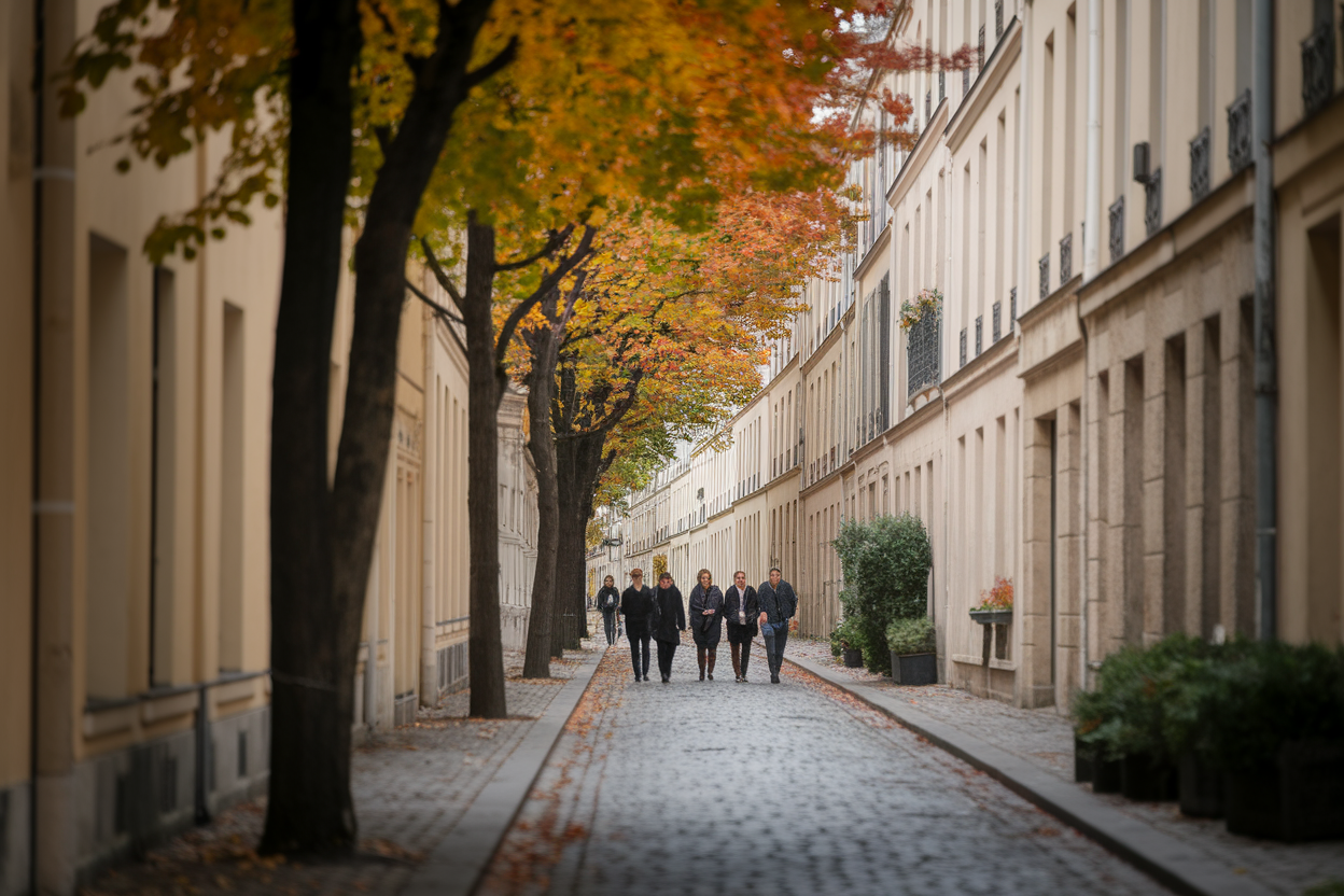 rue-pavee-immeubles-automne-personnes