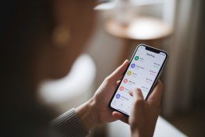 main-smartphone-ecran-banque-flou