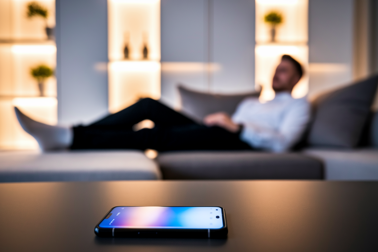 salon-moderne-canape-personne-floue-telephone