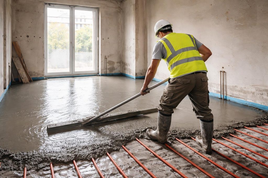 chantier-interieur-travailleur-chape-tuyaux